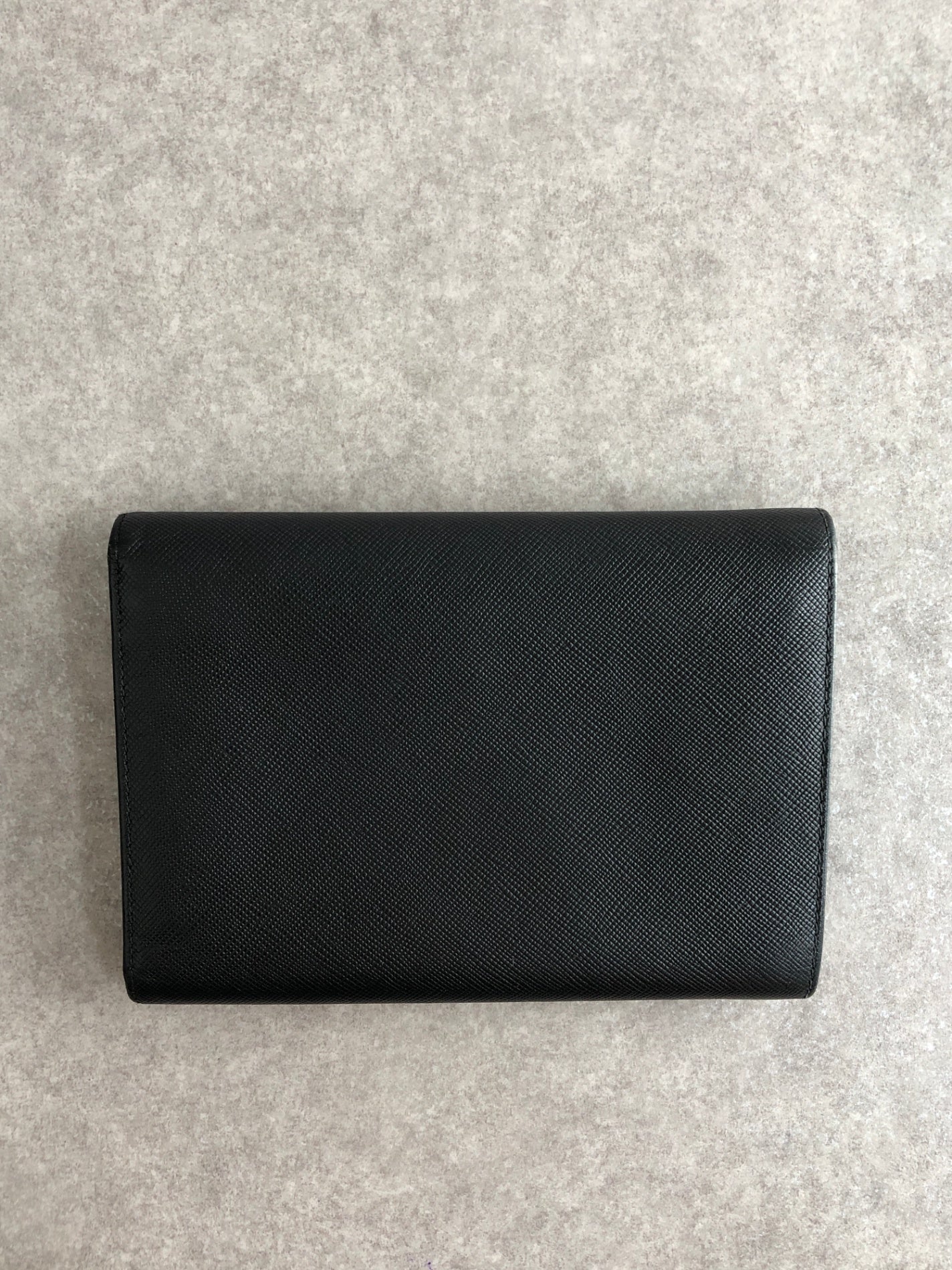 PRADA Triangle Logo Folded Wallet Black Vintage xvag4c