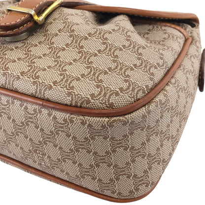 CELINE Macadam Front Buckle Flap Small Shoulder bag Crossbody Beige Vintage wbbars