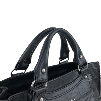 CELINE Logo Handbag Black Vintage p2zgdh