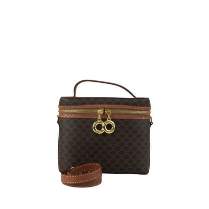 CELINE Macadam Circle Logo Charm Two-way Shoulder bag Vanity bag Brown Vintage 6zcbz5