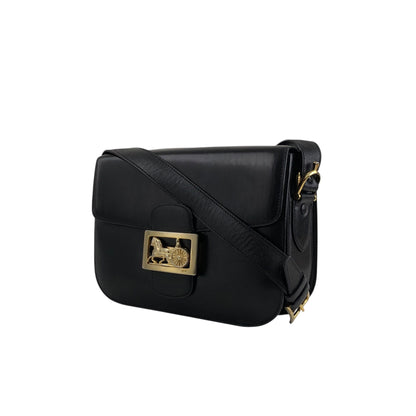 CELINE Horse Carriage Crossbody Shoulder bag Black Vintage mimnwz