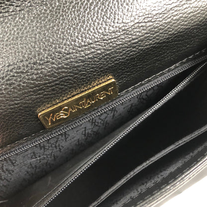 Yves Saint Laurent YSL Logo Stitch Leather Handbag Black Vintage  n3id3v