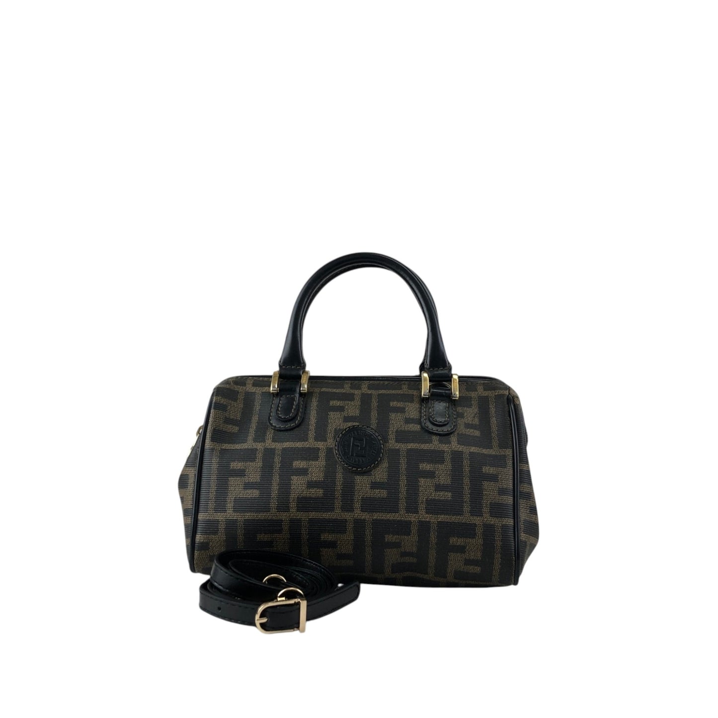 FENDI Zucca Logo Two-way Small Boston bag Shoulder bag Black Vintage v4wjj7