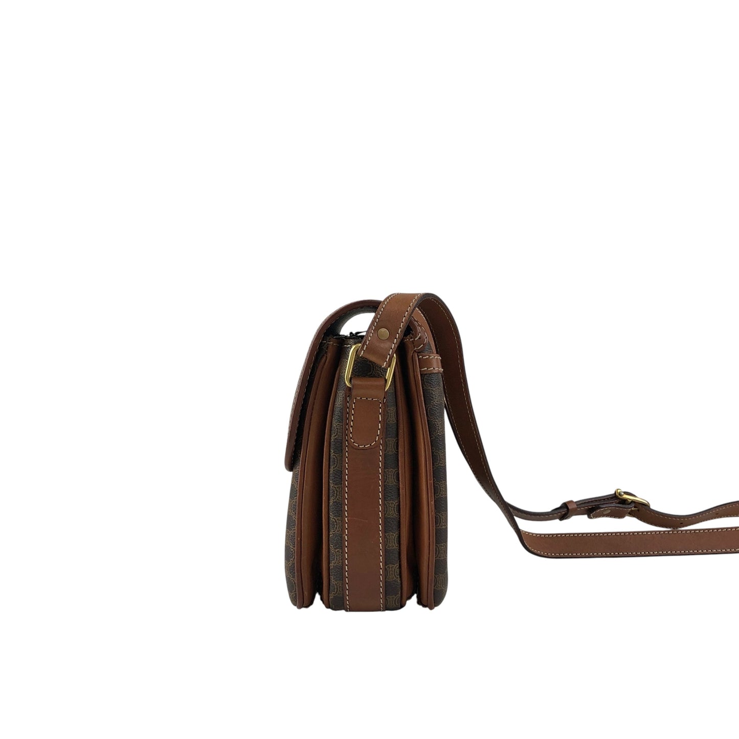 CELINE Macadam Horseshoe Shoulder bag Brown Vintage mxtw8i