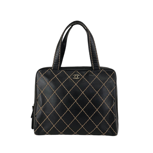 CHANEL Coco Mark Handbag Black Vintage 7rdz2w