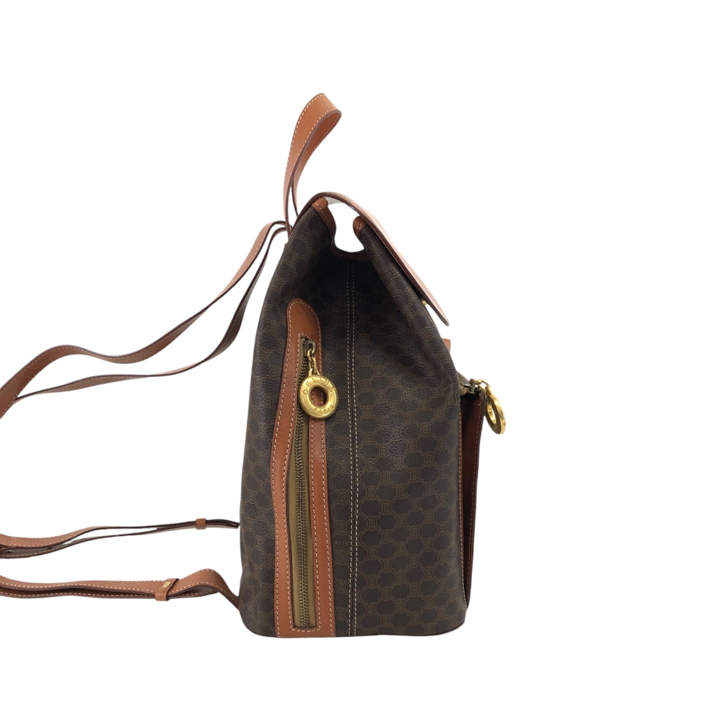 CELINE Macadam Circle Logo Backpack Brown Vintage ckigeh