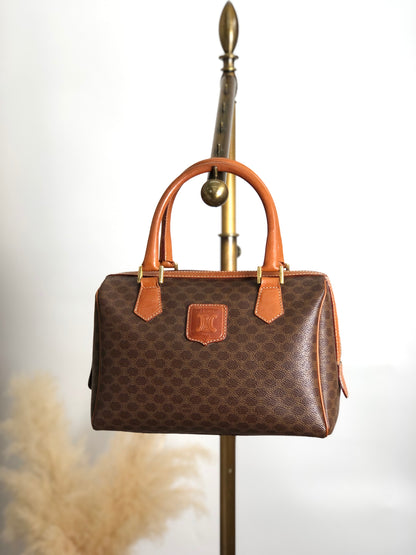 CELINE Macadam Blason Boston bag Brown Vintage iffx2u