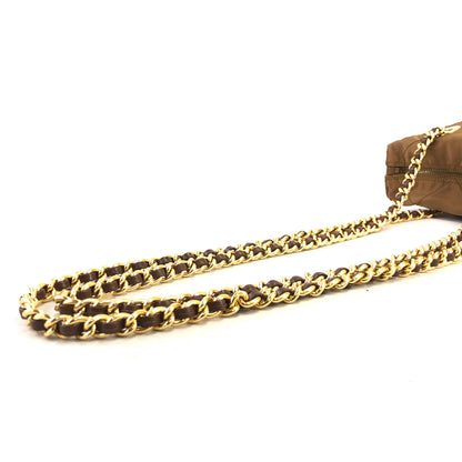 PRADA Triangle Logo Chain Shoulder Quilted Nylon Shoulder bag Brown Vintage kzrh7a