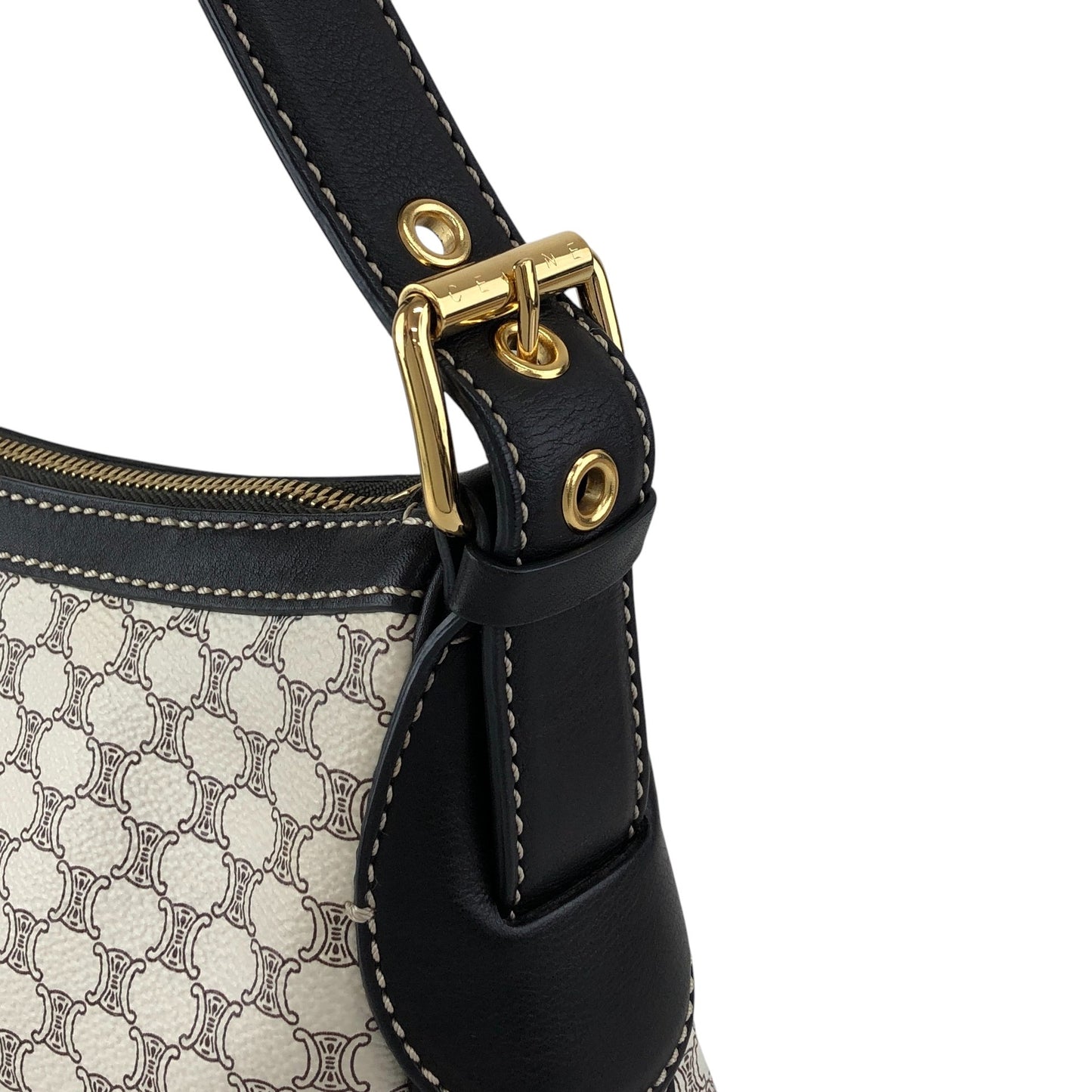 CELINE Macadam Triomphe Shoulder bag White Vintage frfffi