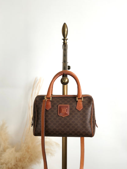 CELINE Macadam Two-way Handbag Shoulder bag Brown Vintage jymunw