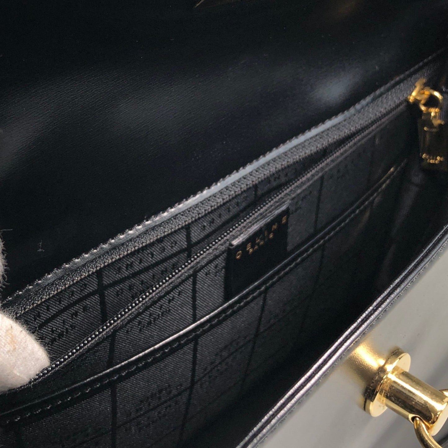 CELINE Gancini Handbag Black Vintage rtifa3