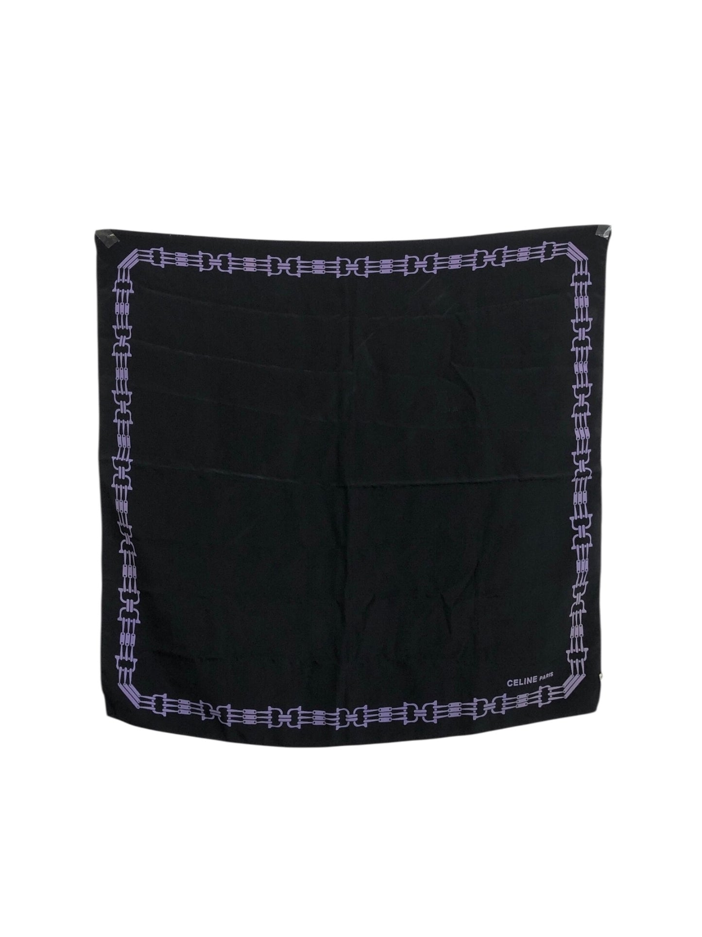 CELINE Horse Bit Scarf Silk Black Vintage fpauwi