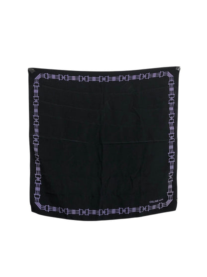 CELINE Horse Bit Scarf Silk Black Vintage fpauwi