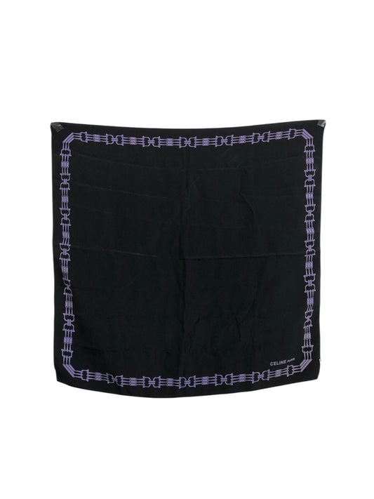 CELINE Horse Bit Scarf Silk Black Vintage fpauwi