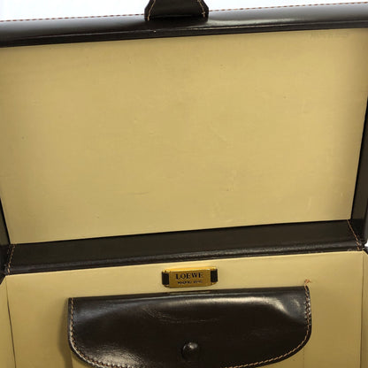 LOEWE Anagram Metal Closure Leather Vanity bag Box bag Brown Vintage j4pwks