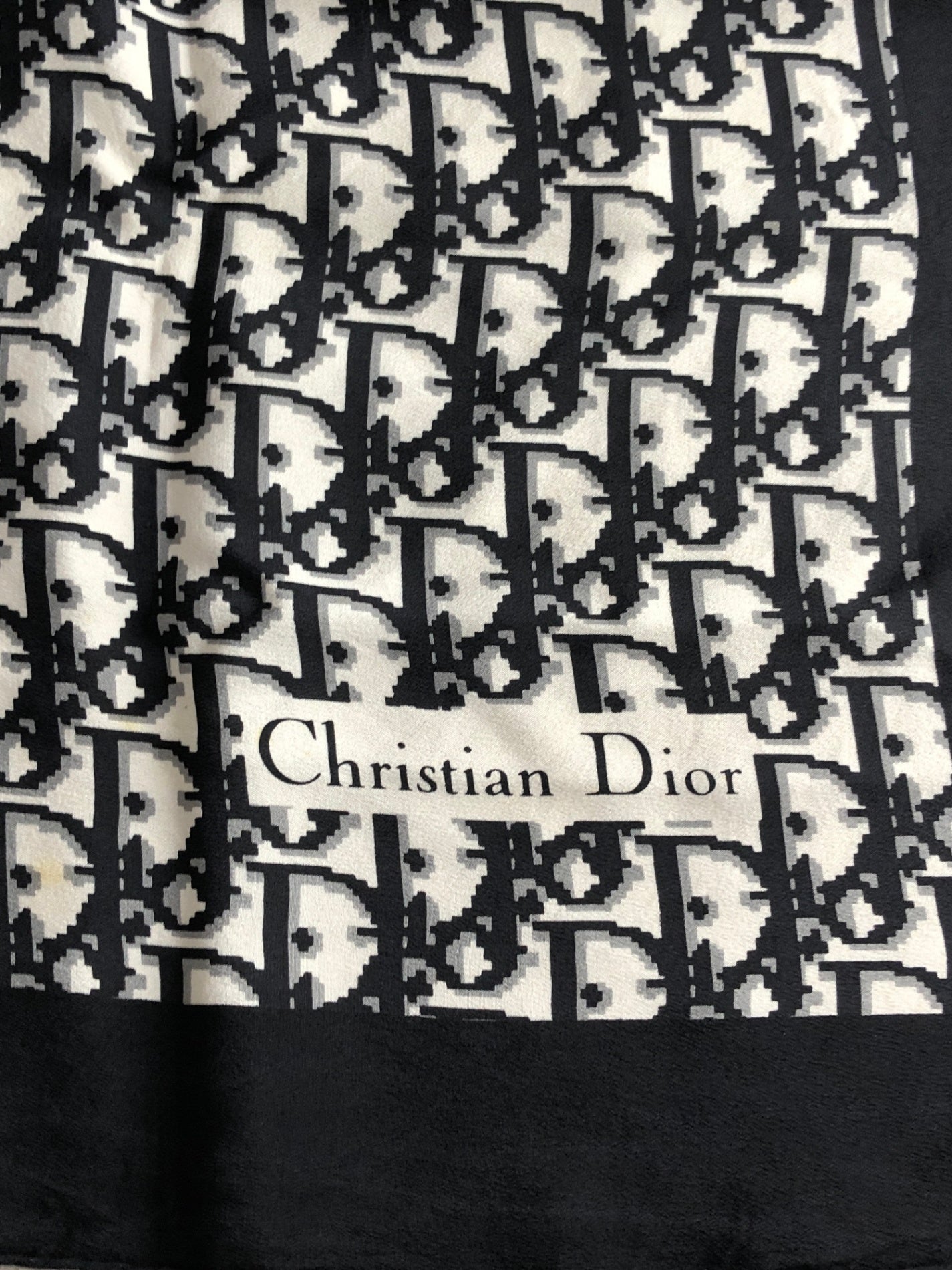 Christian Dior Trotter Silk Scarf Black Vintage xagbg3
