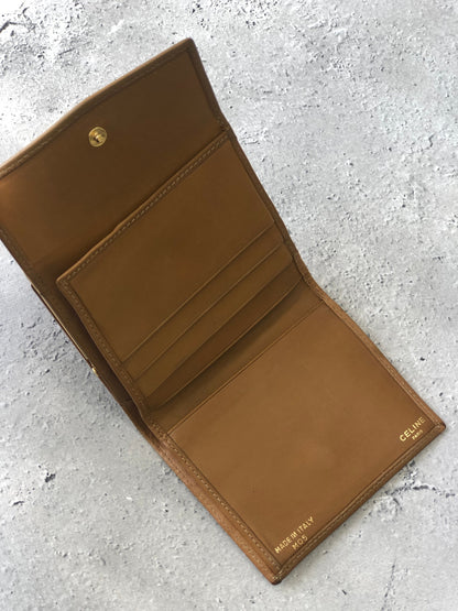 CELINE Blason Metal Clasp Folded Wallet Brown Vintage ru4mv4