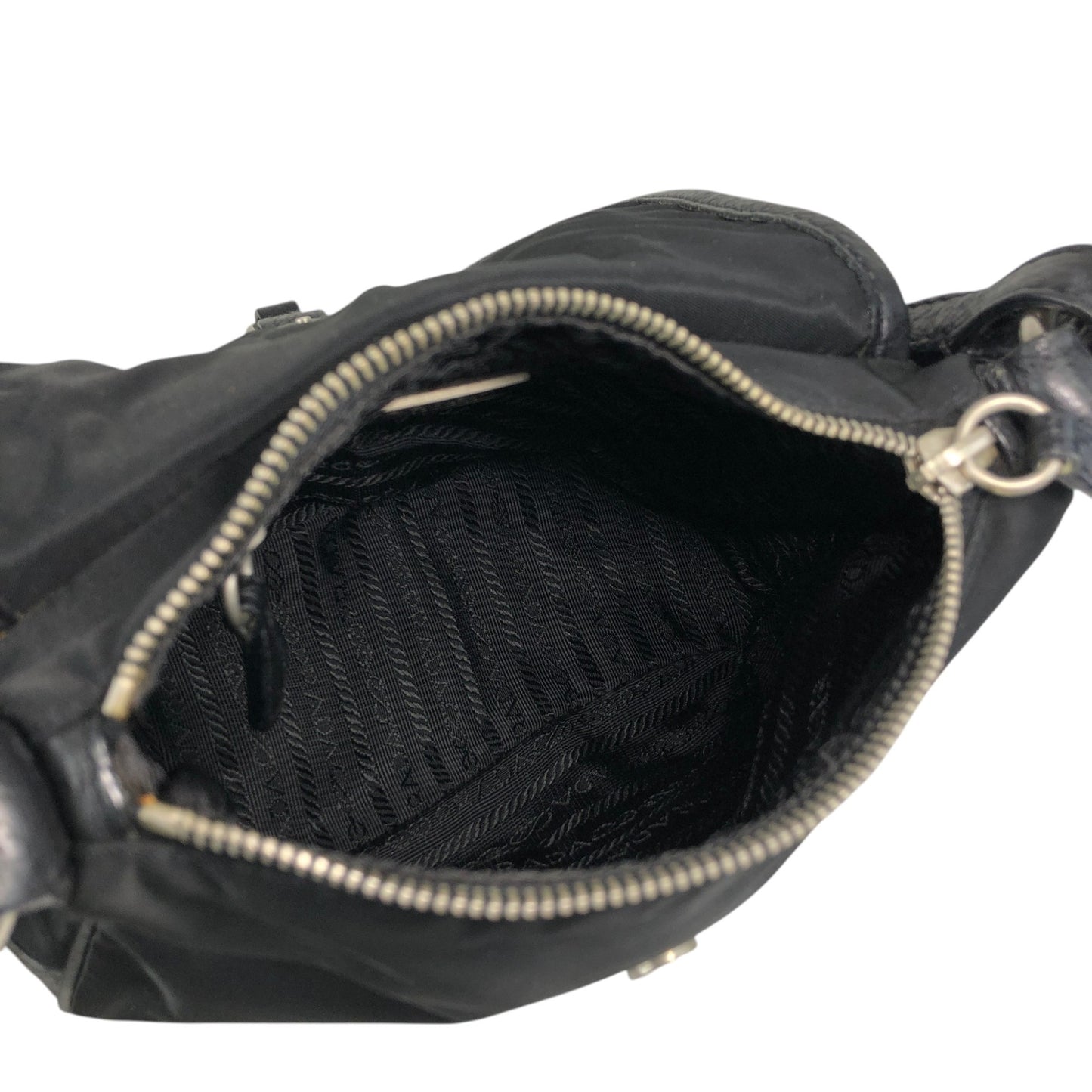 PRADA Triangle Logo Shoulder bag Hobobag Black Vintage ytkjet