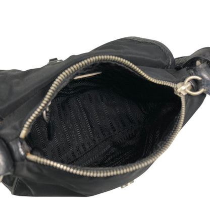 PRADA Triangle Logo Shoulder bag Hobobag Black Vintage ytkjet