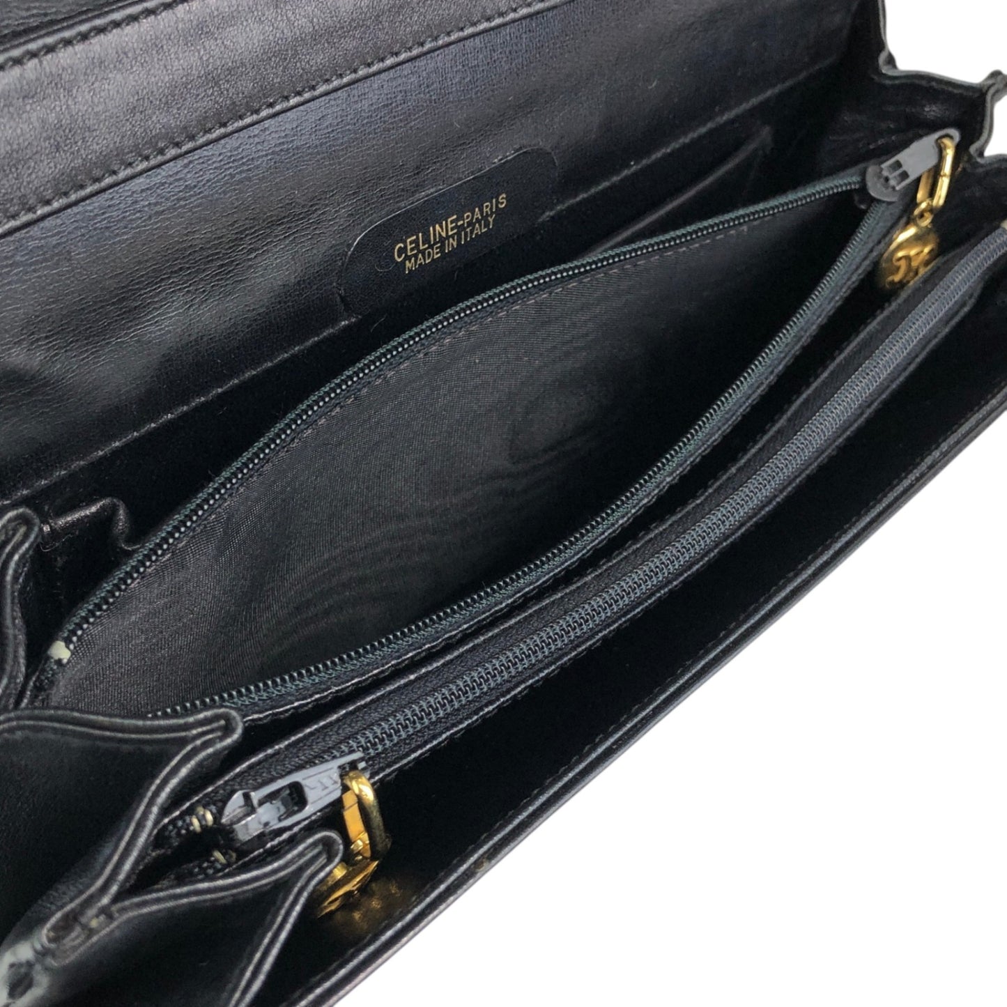 CELINE Horse Carriage Shoulder bag Black Vintage nwv32c