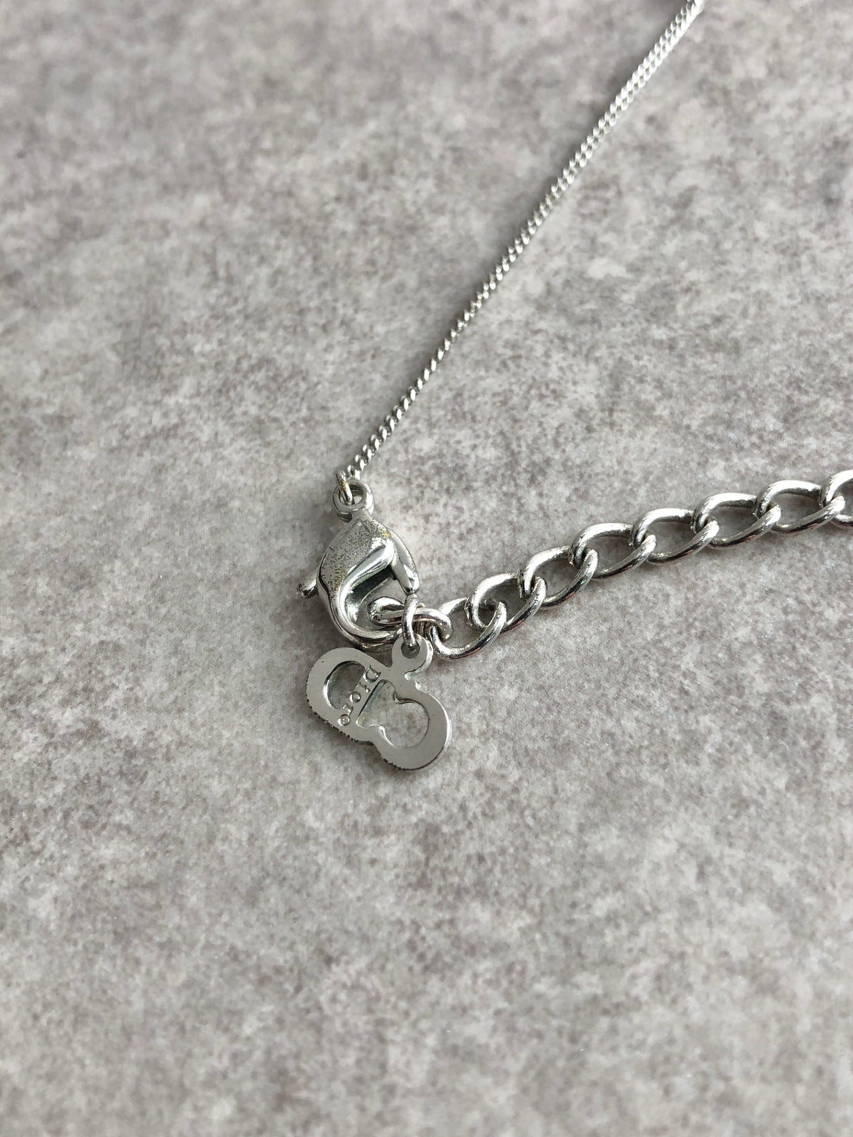 Christian Dior Logo Motif Necklace Silver Vintage 2fject