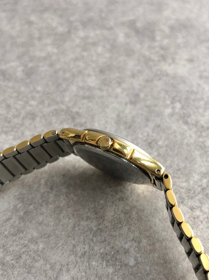 Yves Saint Laurent YSL Logo Watch Silver×Black Vintage as4e87