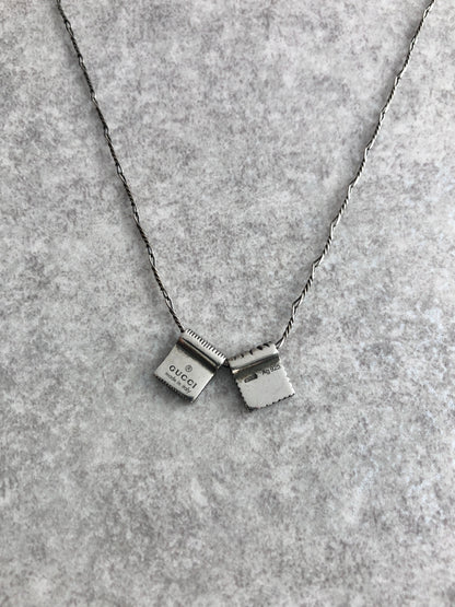 GUCCI Interlocking SILVER925 Necklace Silver Vintage 6uwnjy