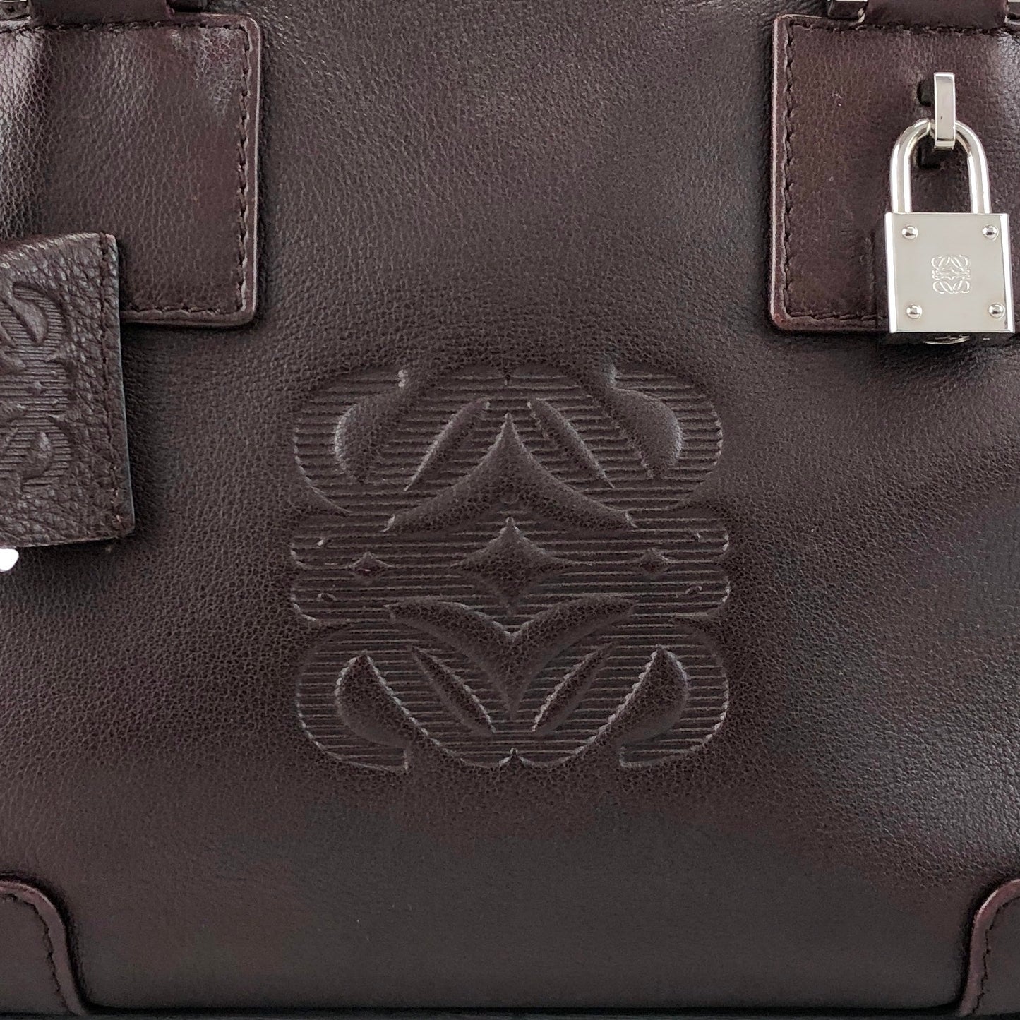 LOEWE Amazona Anagram Small Boston bag Handbag Brown Vintage mc3mx6