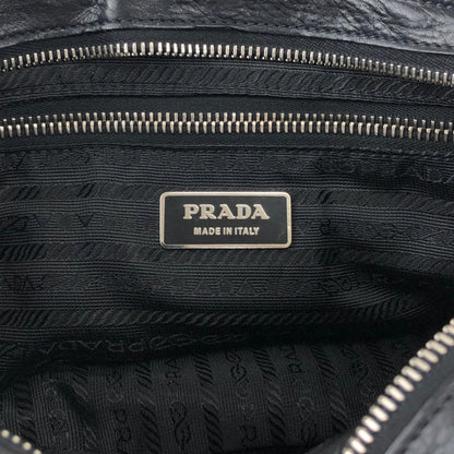 PRADA Triangle Logo Front Buckle Double Pocket Shoulder bag Black Vintage vjewiz