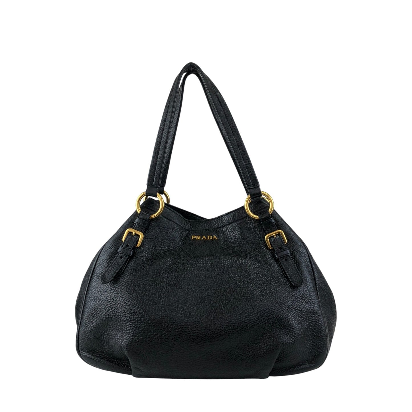 PRADA Logo Handbag Black BR4085 Vintage 3hvhgg