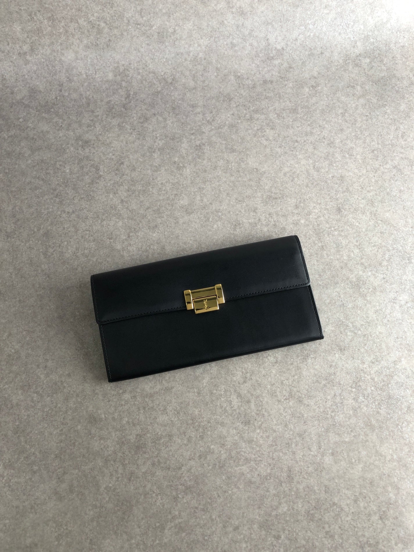 Yves Saint Laurent YSL Logo Long Wallet Black Vintage czyrem