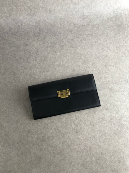 Yves Saint Laurent YSL Logo Long Wallet Black Vintage czyrem