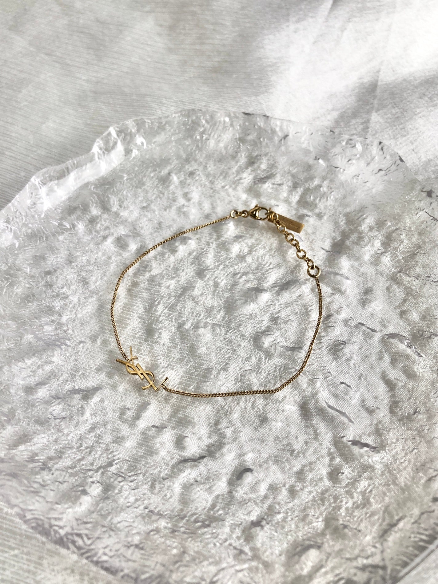 Yves Saint Laurent YSL Logo Bracelet Gold Vintage wanyw8