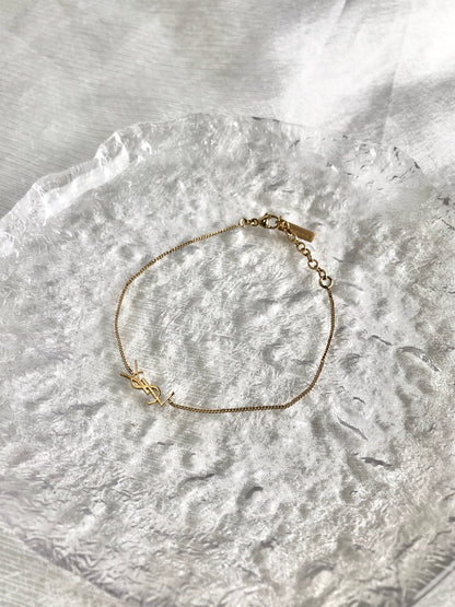 Yves Saint Laurent YSL Logo Bracelet Gold Vintage wanyw8