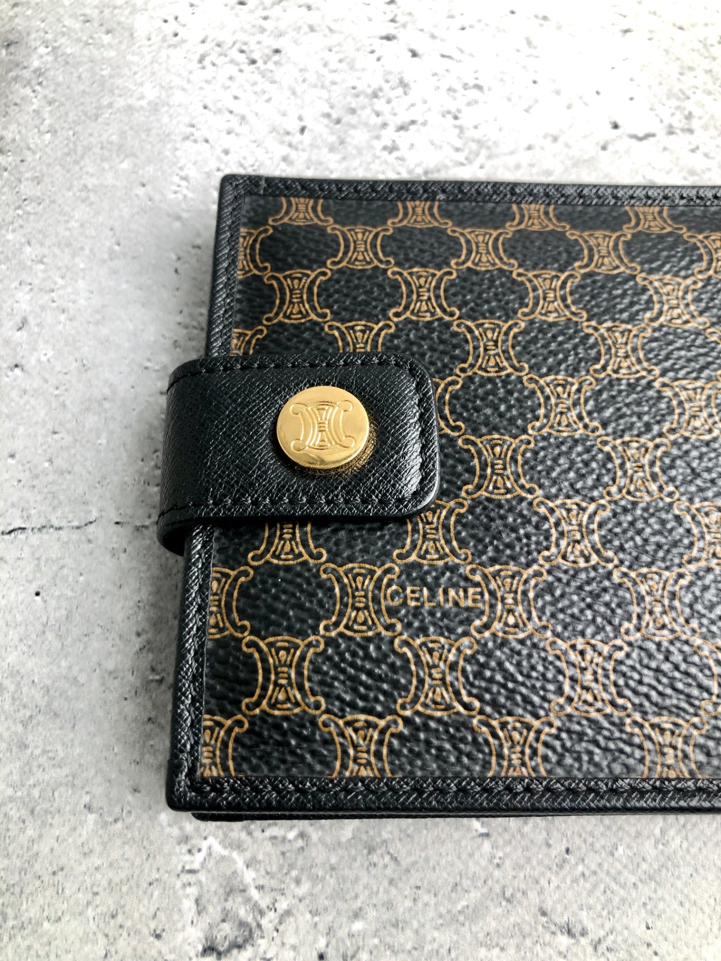 CELINE Macadam Blason Folded Wallet Black Vintage y827bx