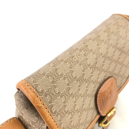 CELINE Macadam Blason Leather Shoulder bag Beige Vintage 78bcka