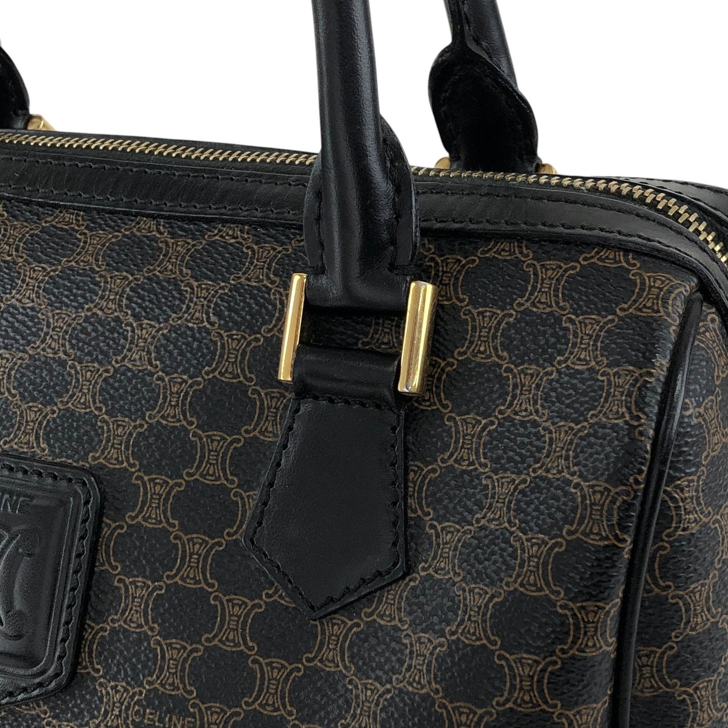 CELINE Macadam Blason Two-way Small Boston bag Shoulder bag Black Vintage xawpgz