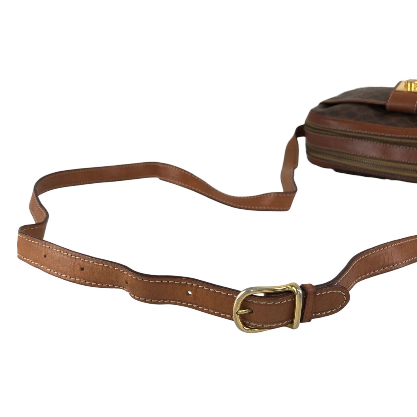 CELINE Macadam Gancini Shoulder bag Brown Vintage jcyy3u