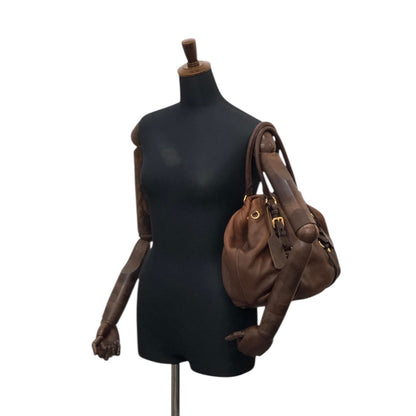 PRADA Logo  Handbag Totebag Brown Vintage  2ssadw