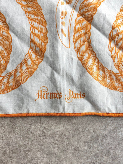 HERMES Scarf White Vintage ev5385