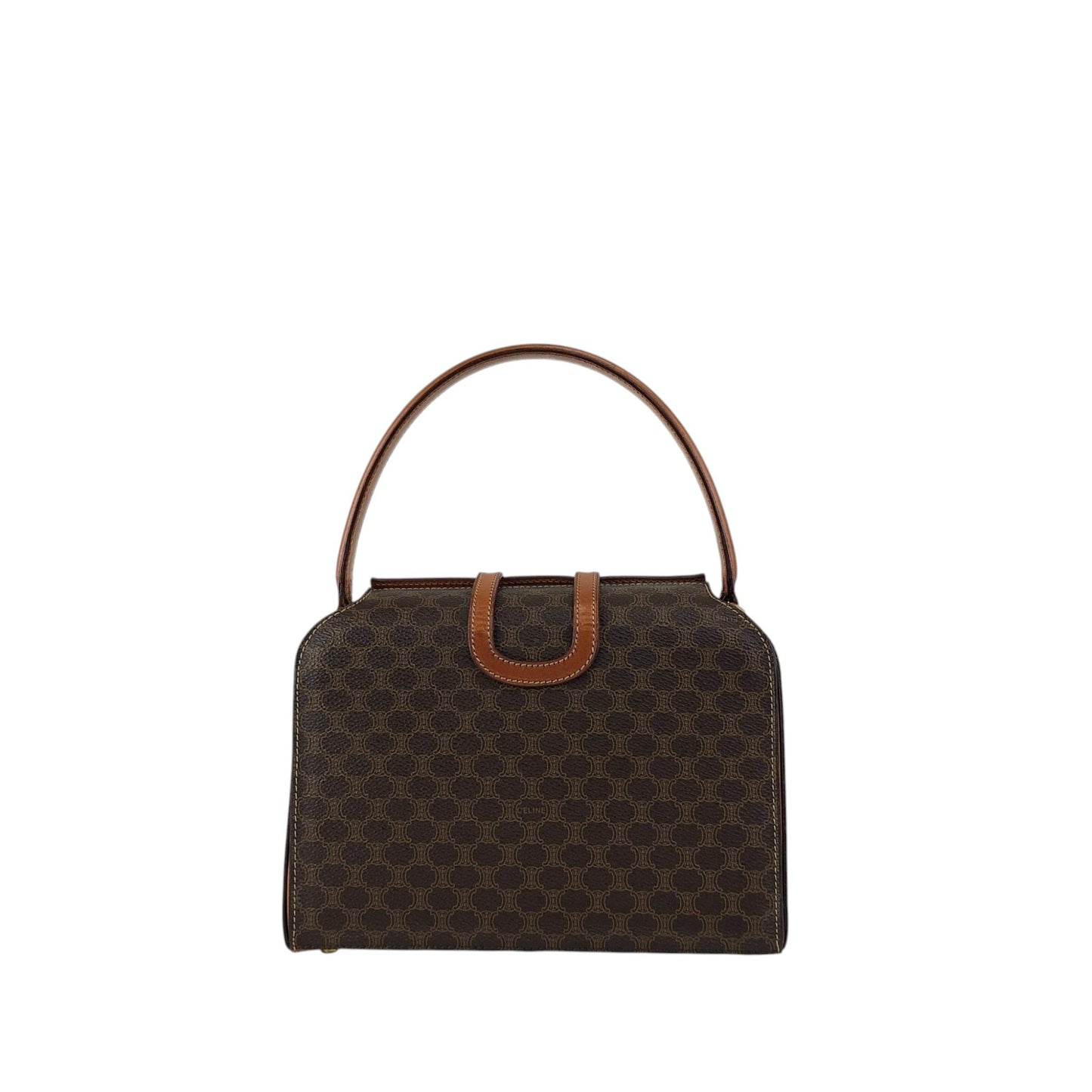 CELINE Macadam Gancini Handbag Brown Vintage hjb52j