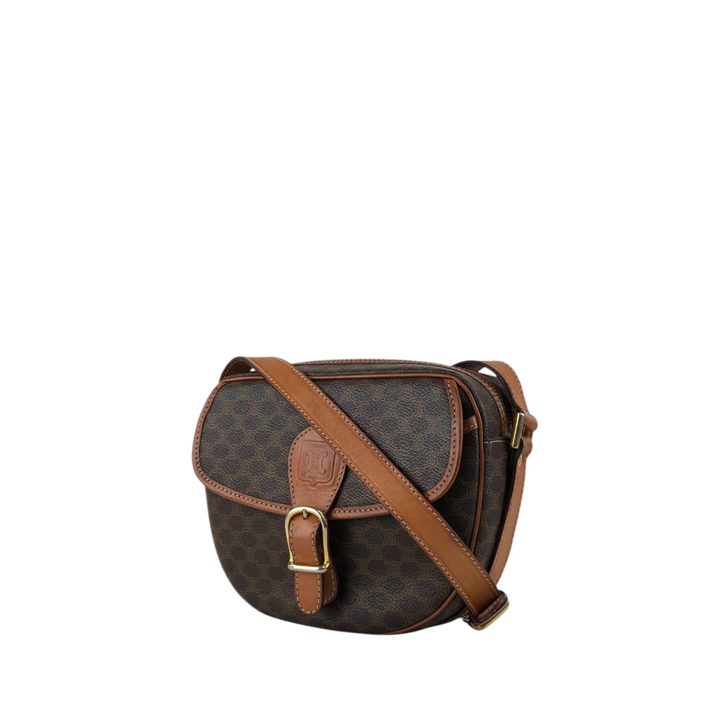 CELINE Macadam Blason Shoulder bag Brown Vintage aj8afn