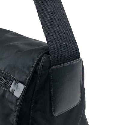 PRADA Tessueto Triangle Logo Shoulder bag Black Vintag vii5a2