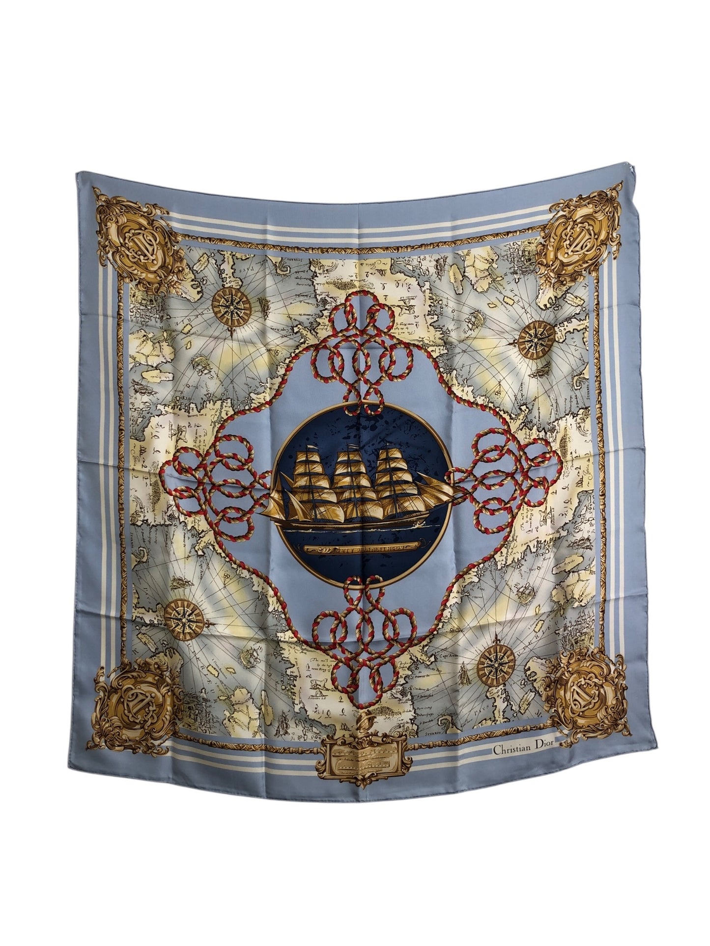 Christian Dior Scarf SkyBlue Vintage 7zebzu