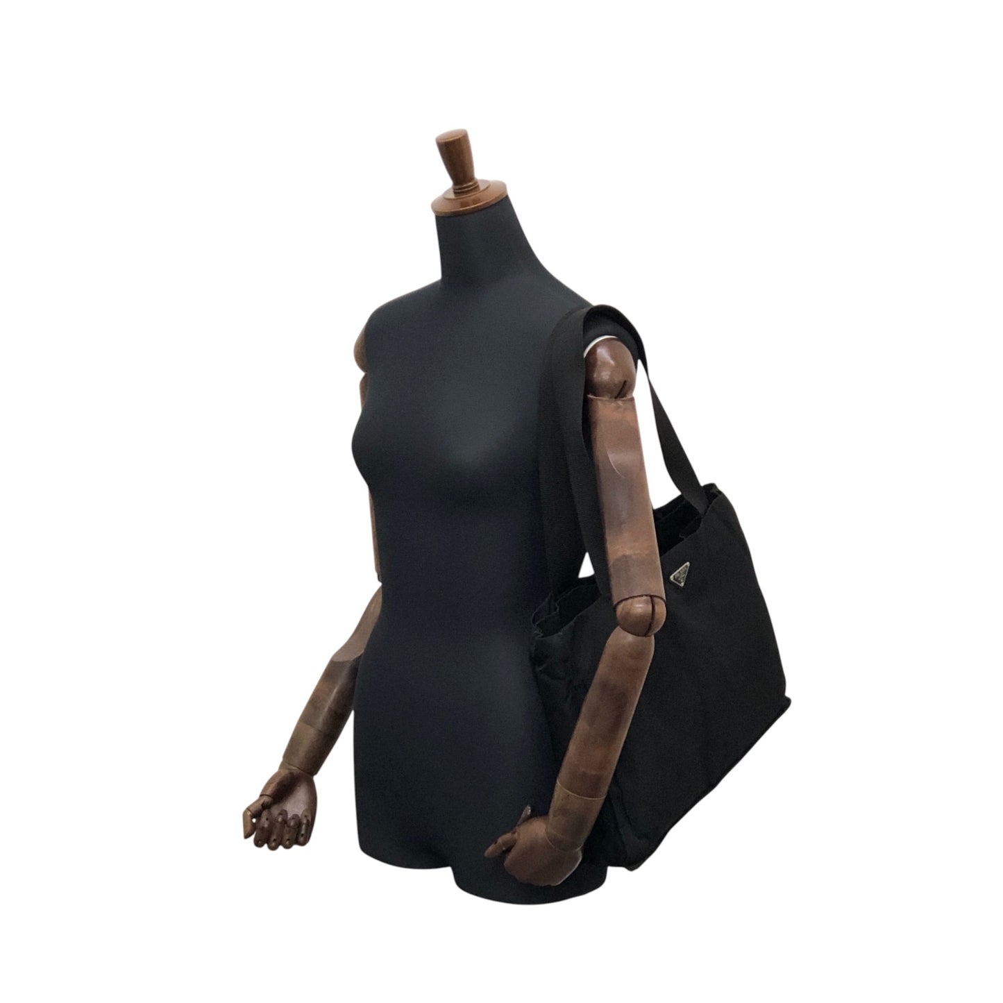 PRADA Tessuto Triangle Logo Handbag Totebag Black Vintage 5dvjjb