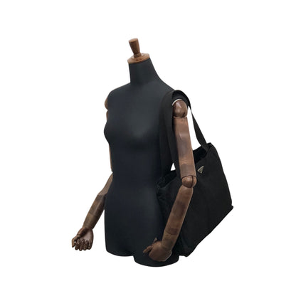 PRADA Tessuto Triangle Logo Handbag Totebag Black Vintage 5dvjjb