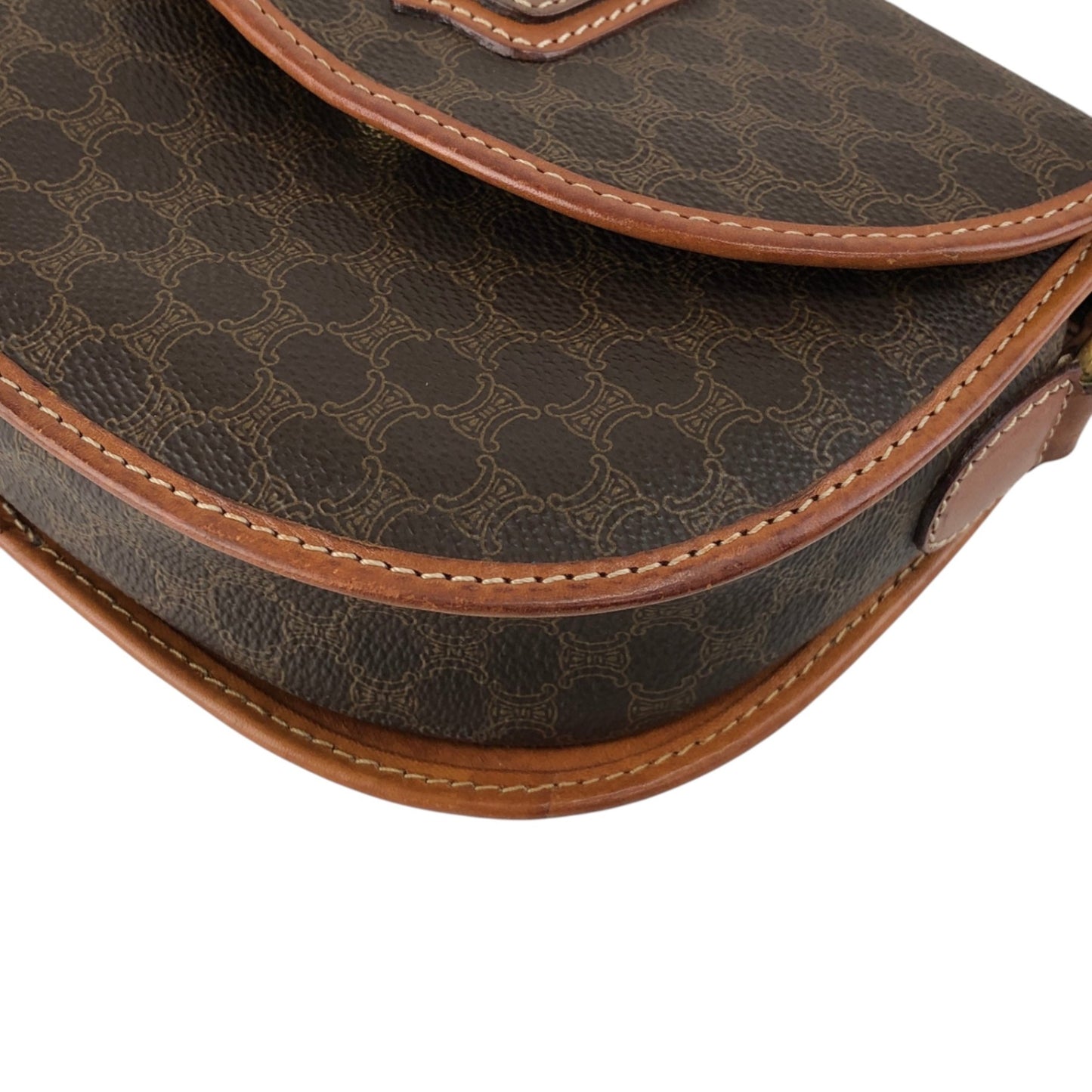 CELINE Macadam Blason Shoulder bag Brown Vintage ezwy2j