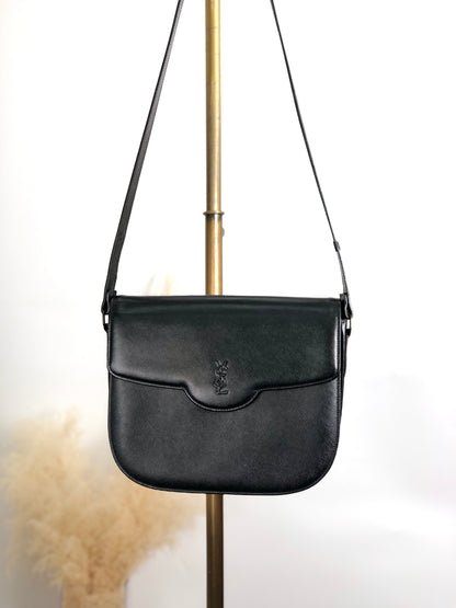Yves Saint Laurent YSL Logo Shoulder bag Black Vintage bscs8w