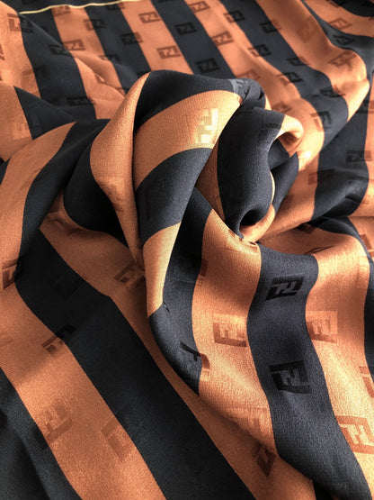 FENDI Pecan Scarf Brown×Black Vintage z3356g