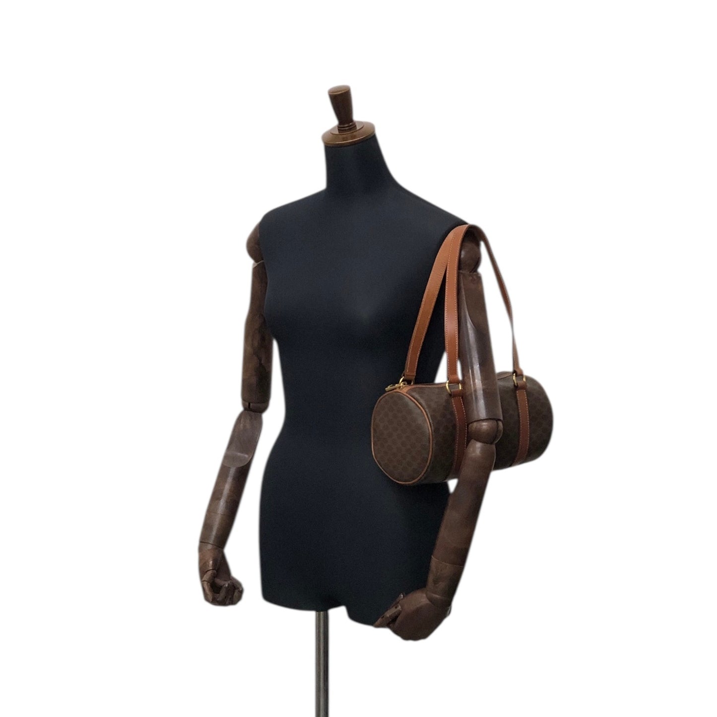 CELINE Macadam Blason Handbag Brown Vintage d4wvhf